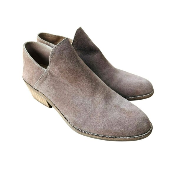 Lucky Brand 7.5M Camel Suede Western Cowgirl Glam Ankle Booties Stacked Heel - Picture 2 of 10